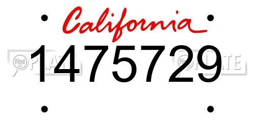 1475729 California License Plate