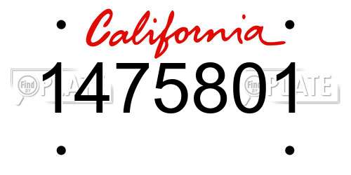 1475801 California License Plate