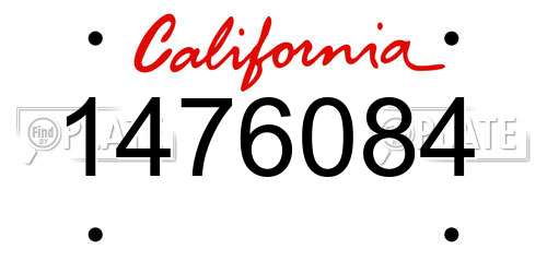 1476084 California License Plate