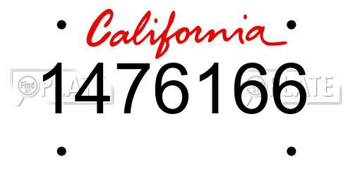 1476166 California License Plate