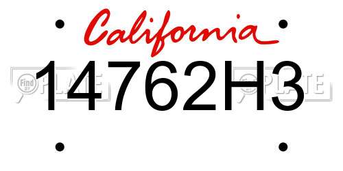 14762H3 California License Plate