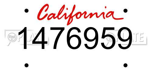 1476959 California License Plate