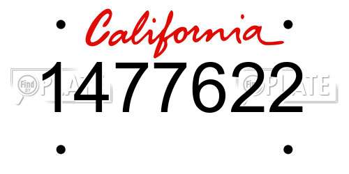 1477622 California License Plate