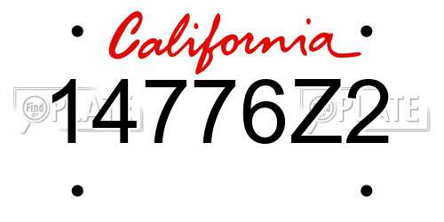 14776Z2 California License Plate