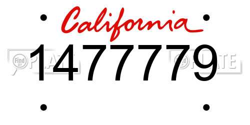 1477779 California License Plate
