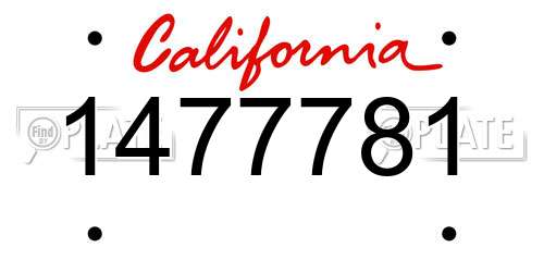1477781 California License Plate