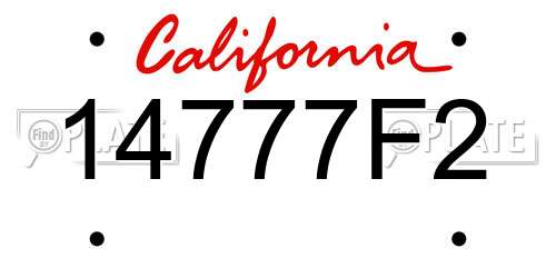 14777F2 California License Plate