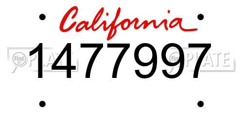 1477997 California License Plate