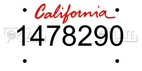 1478290 California License Plate
