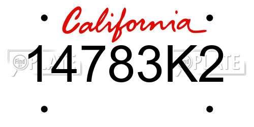 14783K2 California License Plate