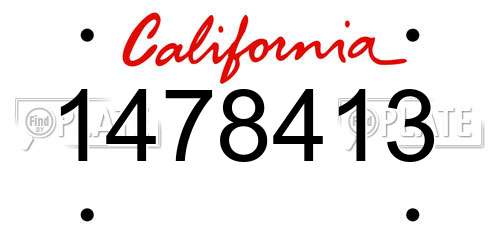 1478413 California License Plate