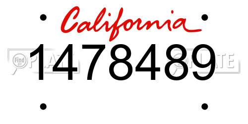 1478489 California License Plate