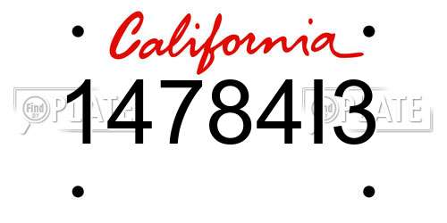 14784I3 California License Plate