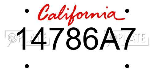 14786A7 California License Plate
