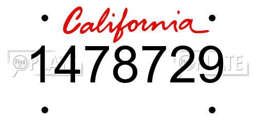 1478729 California License Plate
