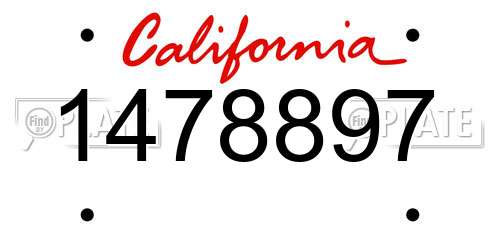 1478897 California License Plate