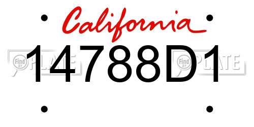 14788D1 California License Plate