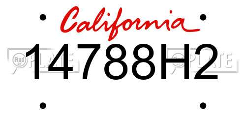 14788H2 California License Plate