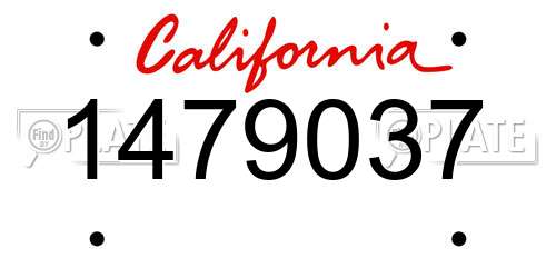 1479037 California License Plate