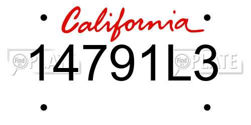 14791L3 California License Plate
