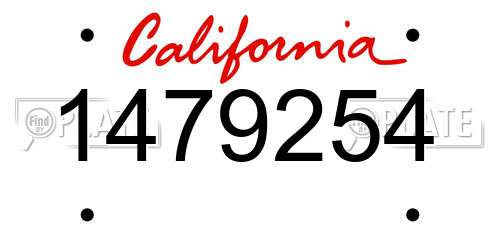 1479254 California License Plate