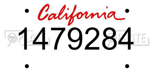 1479284 California License Plate