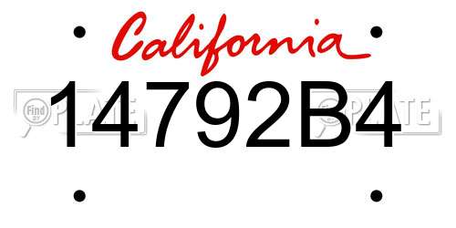 14792B4 California License Plate