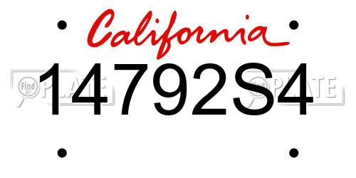 14792S4 California License Plate