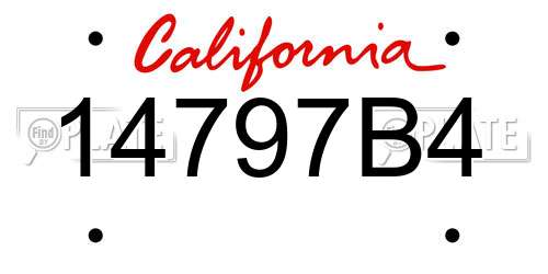 14797B4 California License Plate