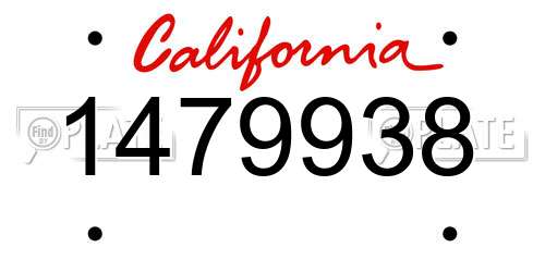 1479938 California License Plate