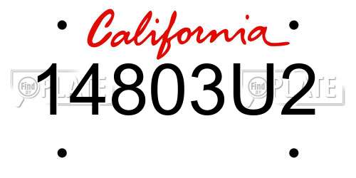 14803U2 California License Plate