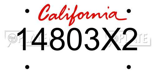 14803X2 California License Plate