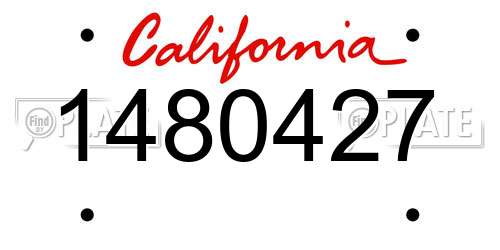 1480427 California License Plate