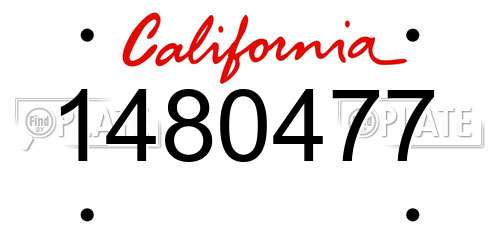 1480477 California License Plate