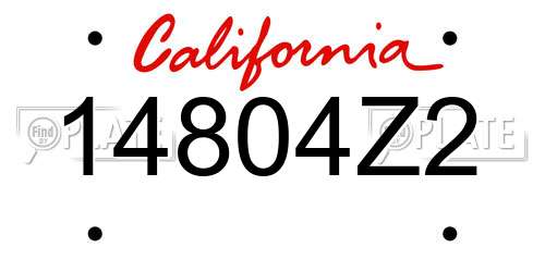14804Z2 California License Plate