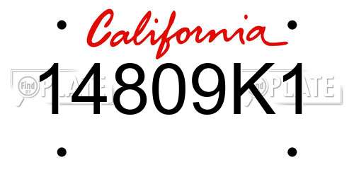 14809K1 California License Plate