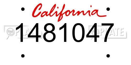 1481047 California License Plate