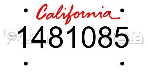 1481085 California License Plate