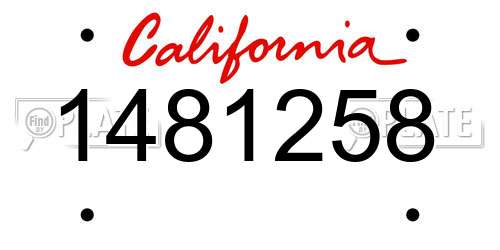1481258 California License Plate