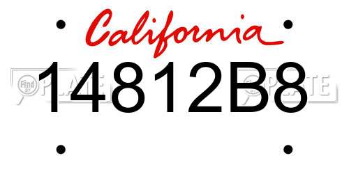 14812B8 California License Plate