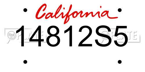 14812S5 California License Plate