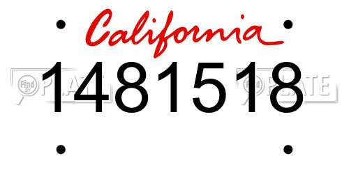 1481518 California License Plate