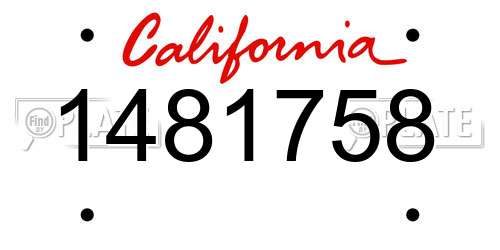 1481758 California License Plate