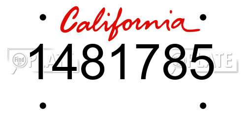 1481785 California License Plate