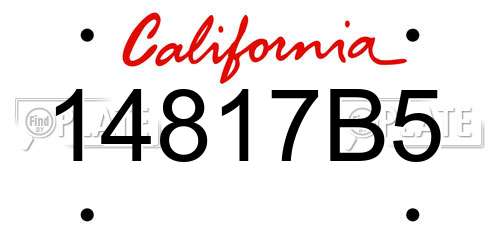 14817B5 California License Plate