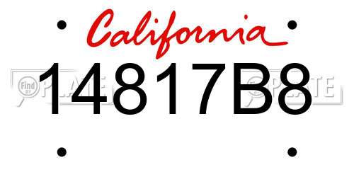 14817B8 California License Plate