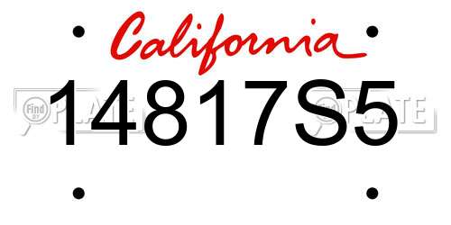 14817S5 California License Plate