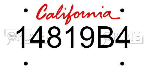 14819B4 California License Plate