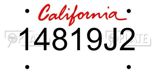 14819J2 California License Plate