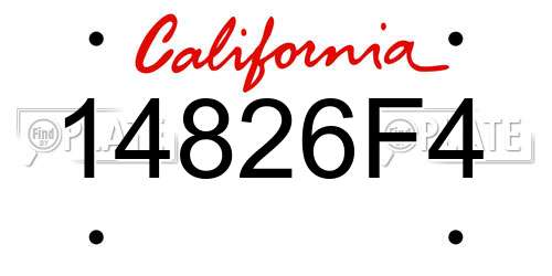14826F4 California License Plate